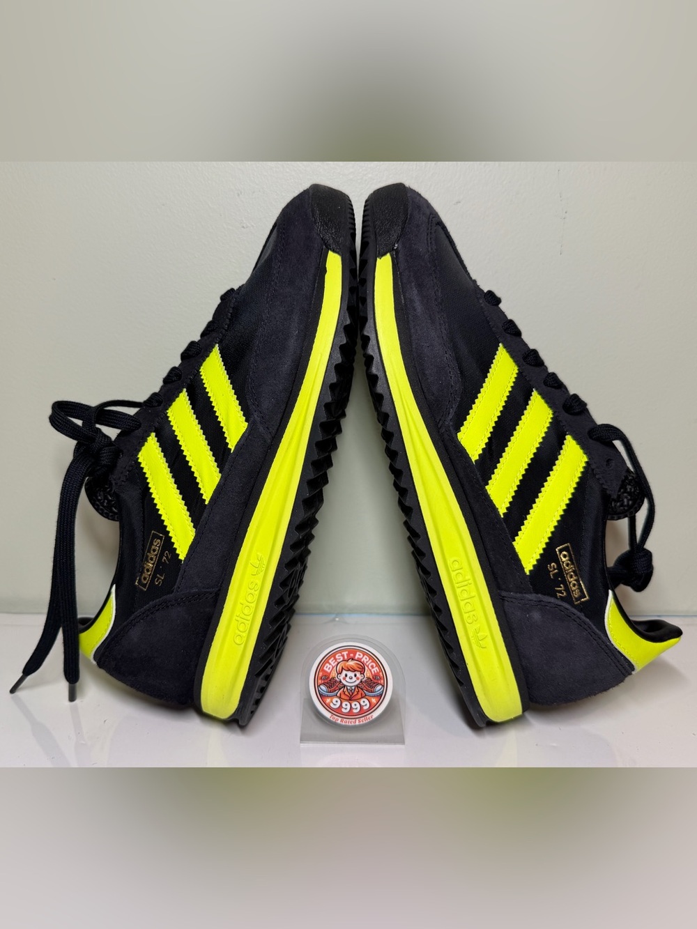 adidas Originals - Size 8 Men’s SL 72 RS IG4647 Black Solar Yellow Sneakers New - Picture 6 of 10